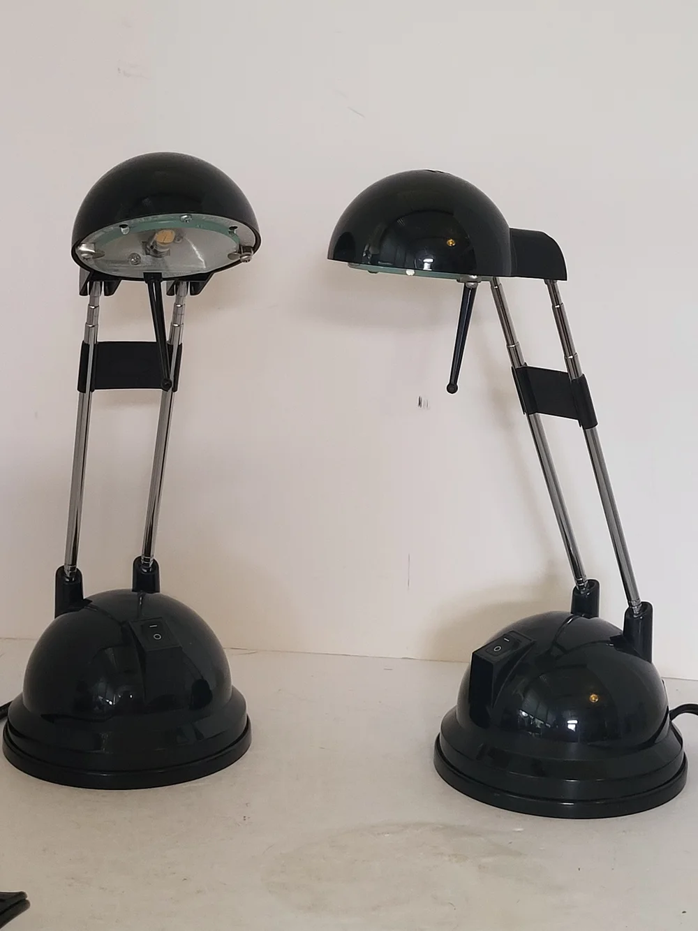 Pair Of Vintage 1990s IKEA Espressivo Black and Chrome  Desk Lamps
